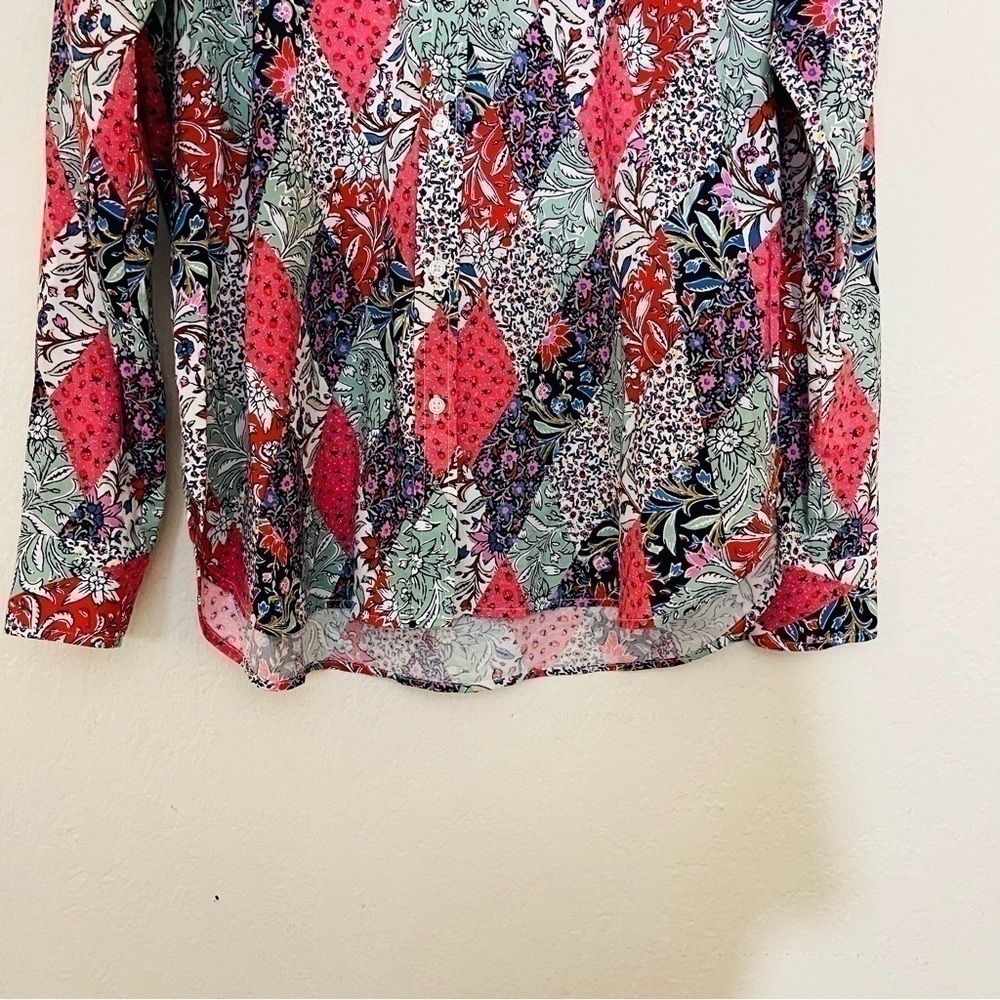 Loft Patchwork Bloom Everyday Pocket Button Down … - image 8